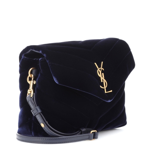 Very Rare!!! NEW!!! Saint Laurent YSL Blue Velvety Suede Toy Loulou Strap Bag - Picture 8 of 16